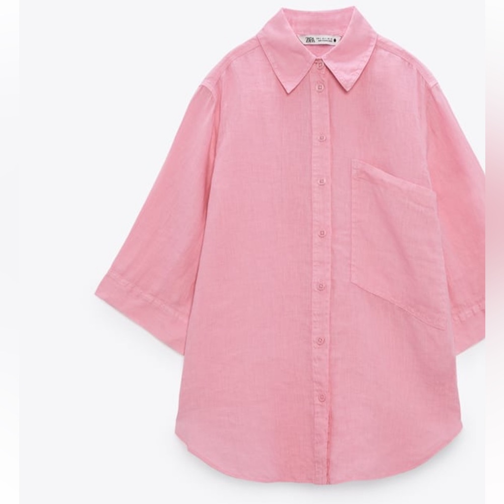 Zara pink linen shirt size XL